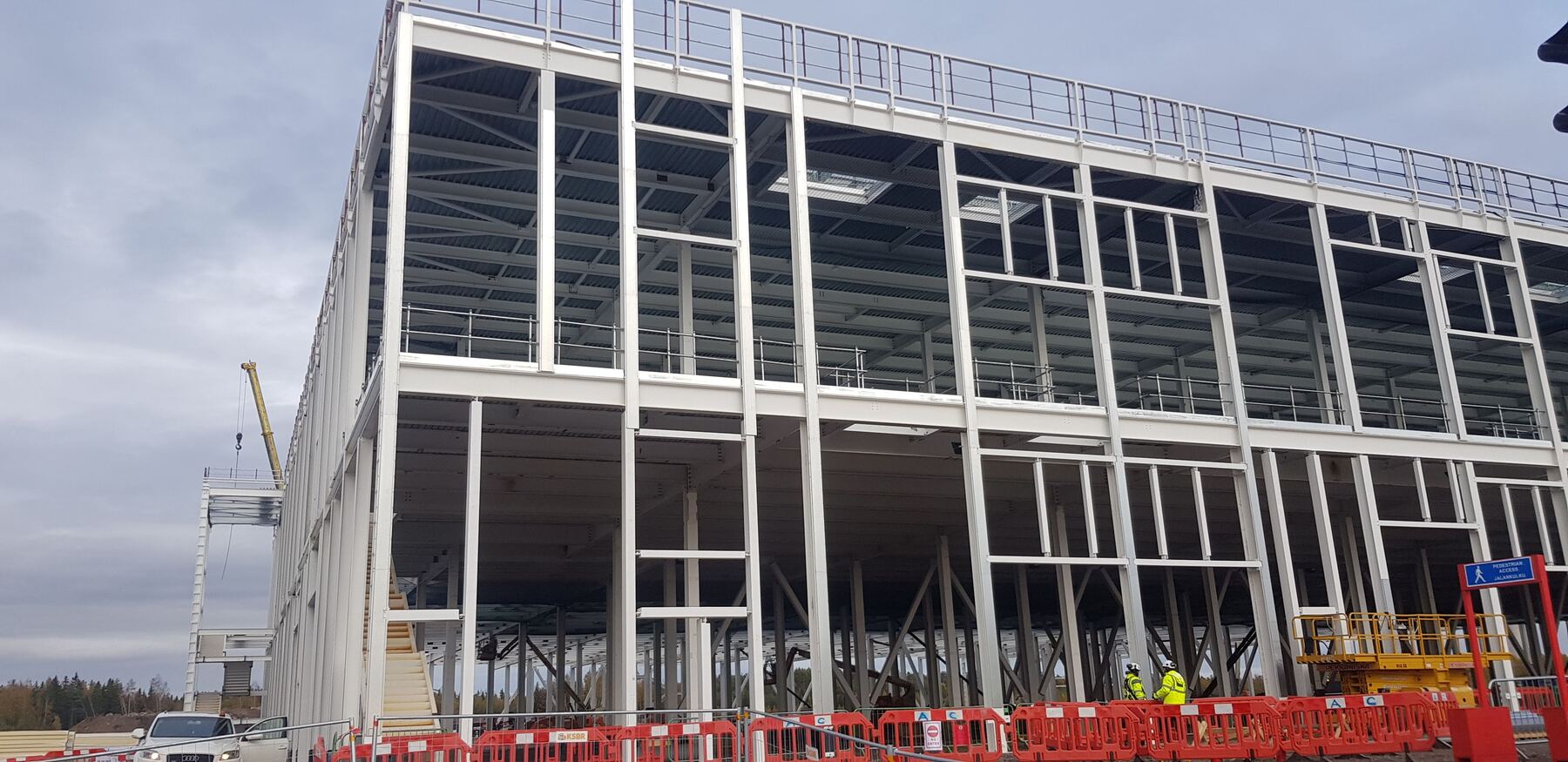 Steel-frame data-centre structure under construction